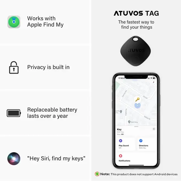 🔍 Explicación gráfica del funcionamiento del localizador ATUVOS: rastreo Bluetooth, alertas en la app Buscar y sonido para localizar objetos 🔊.