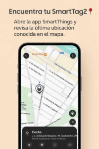 Vista del mapa en la app SmartThings mostrando la ubicación en tiempo real del objeto rastreado con el SmartTag2 📍🗺️