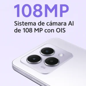 Cámara triple del Xiaomi Redmi Note 14 5G con sensor principal de 108 MP, inteligencia artificial y estabilización óptica OIS