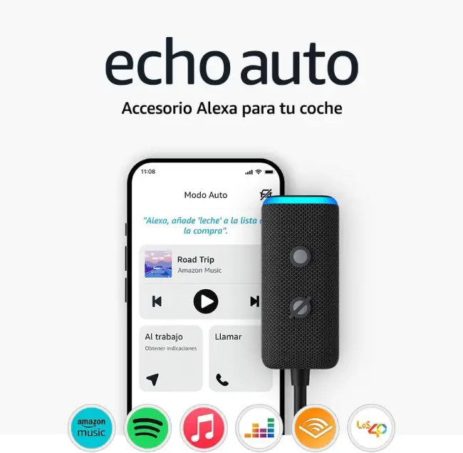 👉 Echo Auto de Amazon Music en un coche | Control por voz con Alexa para reproducir música en carretera