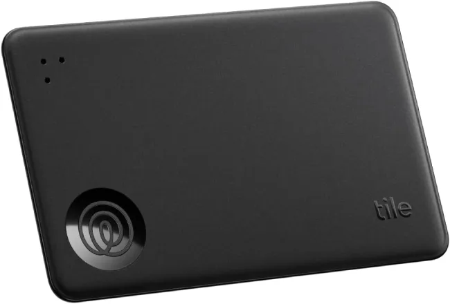 Localizador Tile Slim 2024 en color negro 🖤 con diseño ultraplano. Localizador Bluetooth en formato tarjeta para cartera, pasaporte o funda del portátil 💳📘.