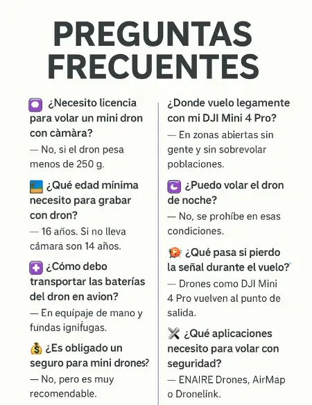 Preguntas frecuentes sobre mini drones con cámara 📸 | Normativa, batería, seguridad y apps recomendadas para principiantes y viajeros.