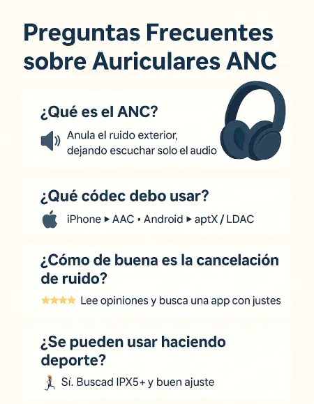 infografía con preguntas frecuentes sobre los auriculares con cancelación de ruido personalizados