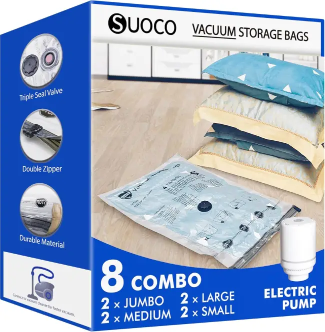 Bolsas al vacío SUOCO reforzadas con bomba eléctrica para camping y viajes.